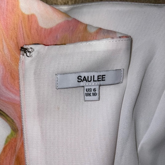 SAU LEE Hester Floral Strapless Minidress in White/Orange at Nordstrom - Picture 10 of 11